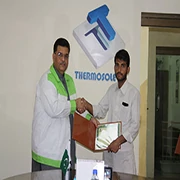 Distribution of Injection & Blow Molding Training Course Completion Certificates by Mr. Syed Nabeel Hashmi (CEO & Chairman) of Thermosole Industries.