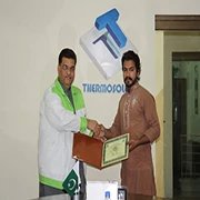 Distribution of Injection & Blow Molding Training Course Completion Certificates by Mr. Syed Nabeel Hashmi (CEO & Chairman) of Thermosole Industries.