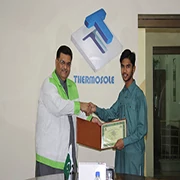 Distribution of Injection & Blow Molding Training Course Completion Certificates by Mr. Syed Nabeel Hashmi (CEO & Chairman) of Thermosole Industries.